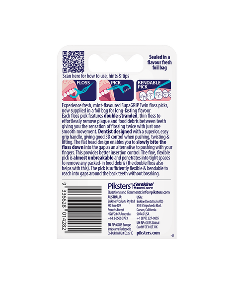 SupaGRIP Twin Floss Picks 20 Pack - Mint