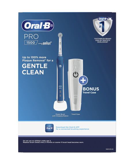 Pro 1500 Gentle Clean Electric Toothbrush - Blue with Travel Case