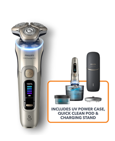 Series i9000 Prestige Ultra Wet & Dry Electric Shaver with Quick Clean Pod & UV Power Case