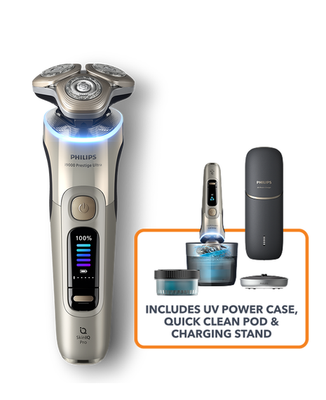 Series i9000 Prestige Ultra Wet & Dry Electric Shaver with Quick Clean Pod & UV Power Case