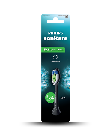 Sonicare W2 Optimal White Brush Head Refills 4 Pack - Black