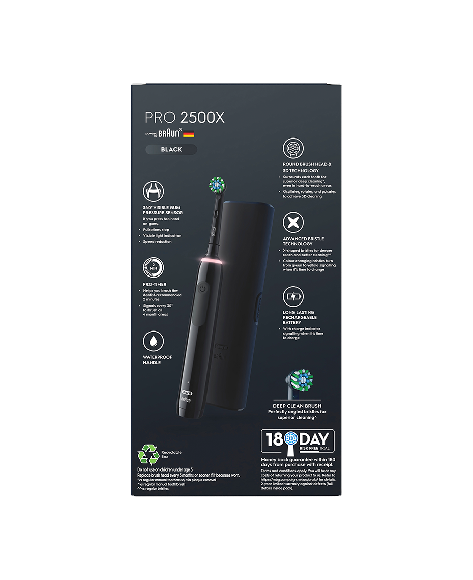 Braun Oral-B PRO 2 2500 本体 ブラック Oral-B Pro 2 2500 CrossAction Electric Toothbrush