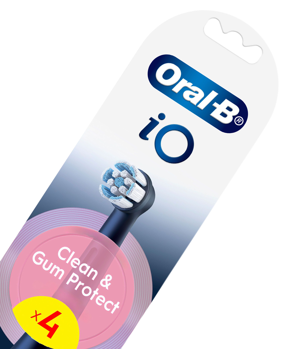 iO Clean & Gum Protect Brush Head Refills 4 Pack - Black